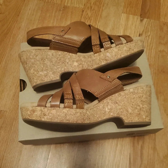 Clarks collection Gisele Ivy Tan Leather womans 7.5. Sandal platforms - Picture 3 of 6
